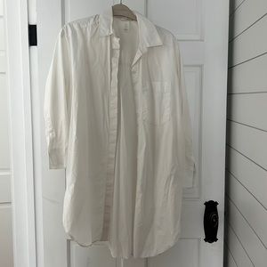 H&M white cotton button down dress size XS